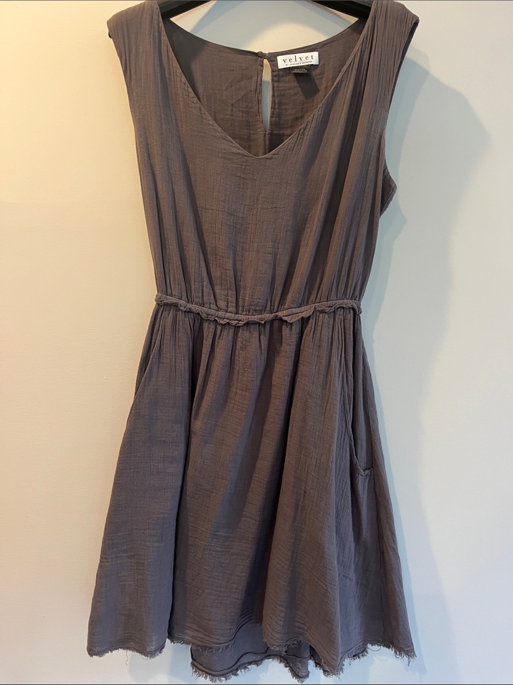 Velvet by Graham & Spencer Sleeveless V-Neck Dress in Taupe